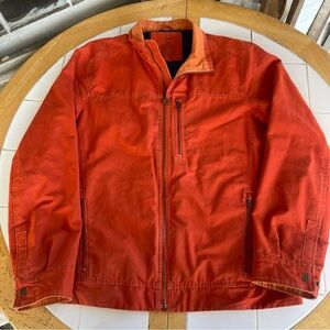 LL Bean Men’s Jacket Chore Coat Barn Workwear Full Zip Orange Large Tall